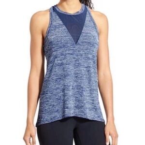 Athleta Utopia Heather Blue Mesh Cutout Halter
Racerback Tank Size Small
